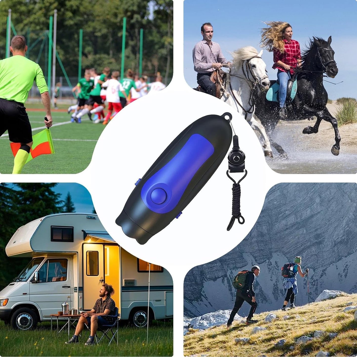 Generico Electric Whistle, Safety Sports Whistle, 3 Tone Adjustable Sound, Rechargeable with Lanyard, High Volume Alert Tool for Coaching Outdoor Events, Black/Blue