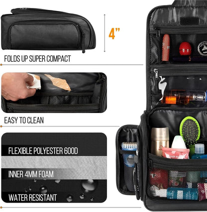 YChoolco Travel Toiletry Bag for Men & Women Large Hanging Toiletry Organizer Waterproof Hygiene Bag with Metal Swivel Hook for Toiletry