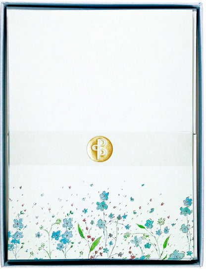Blue Flowers Boxed Stationery