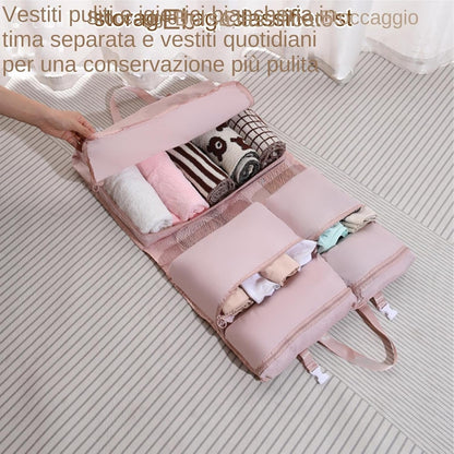 Suitcase Travel Bag, Duffle Rolling Organizer, Lightweight Compression Carrier, Sturdy Zipper Closure, Spacious Multi-Compartment Design, Ideal for Airplane Trips, Gym Training, pink, Please refer to