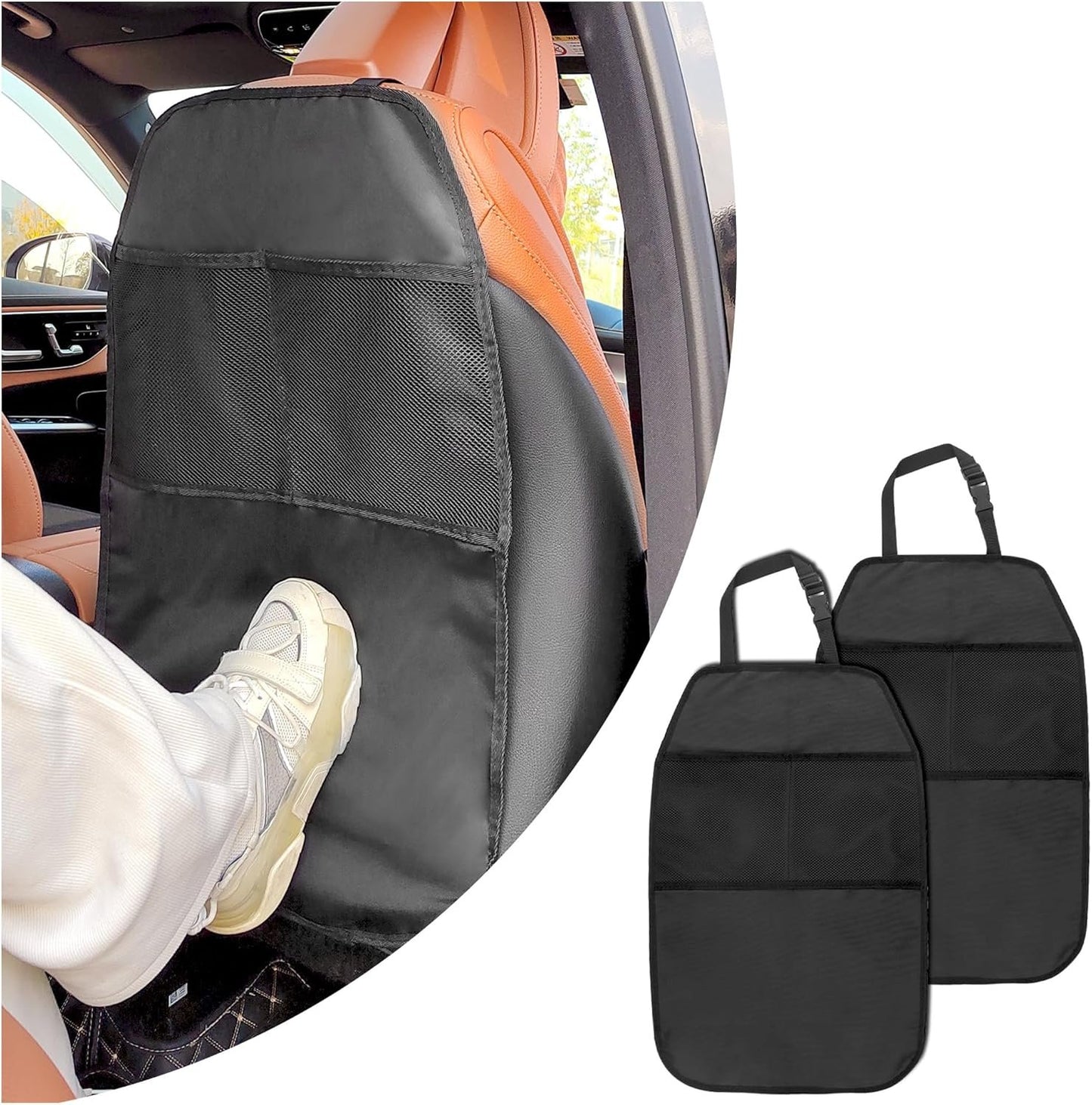 2PCS Car Seat Protector for Baby Carseat,Waterproof Kick Mats Back Seat Cover for Kids,Universal Car Back Seat Organizer Car Accessories Interior for Most Cars Trucks SUVs(Lanyard mounting)