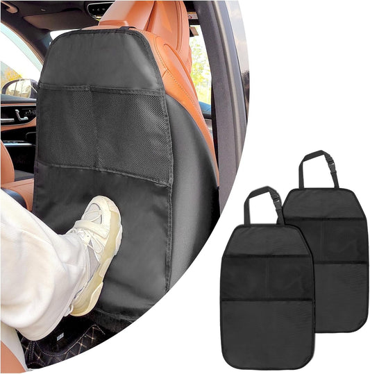 2PCS Car Seat Protector for Baby Carseat,Waterproof Kick Mats Back Seat Cover for Kids,Universal Car Back Seat Organizer Car Accessories Interior for Most Cars Trucks SUVs(Lanyard mounting)