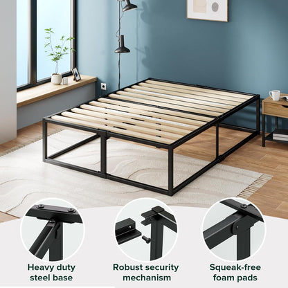 Zinus Twin Bed Frame - Joseph 18 Inch Metal Bed Frame with Wood Slat Support, No Box Spring Needed, Easy Assembly - Minimalist Platform Bed Frame with Underbed Storage Space, 5 Year Warranty, Twin