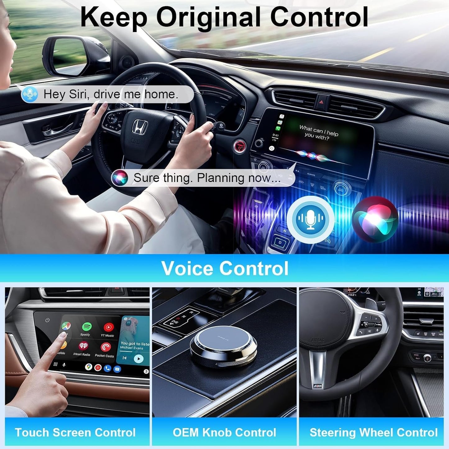 Mini Android Auto Wireless Adaptor&Wireless CarPlay Adaptor Convert Factory Wired to Wireless CarPlay Dongle, USB Carplay Box for iOS 12+/Android 11+ No Delay