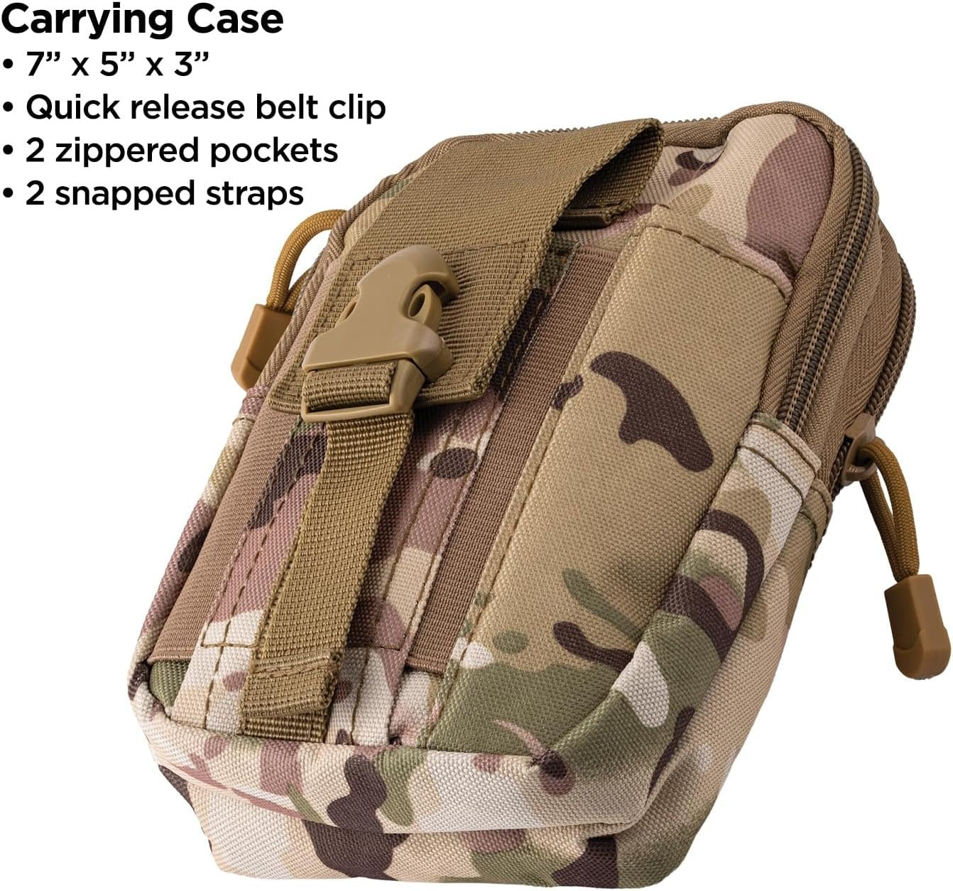 Stauer Desert Camo Emergency Survival Kit – Multi Tool, Flashlight, Emergency Blanket, Camping Watch, Multi Function Card in a Practical Camo Bag