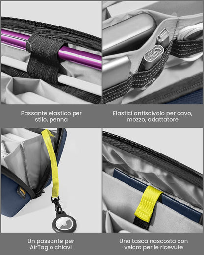 tomtoc Cable Case, Travel Bag Organizer for Electronic Technical Accessories Macbook Adapter Mouse, Cable, Hub, Power Bank, USB Flash Drive, Power Supply, Charger, Hard Drive