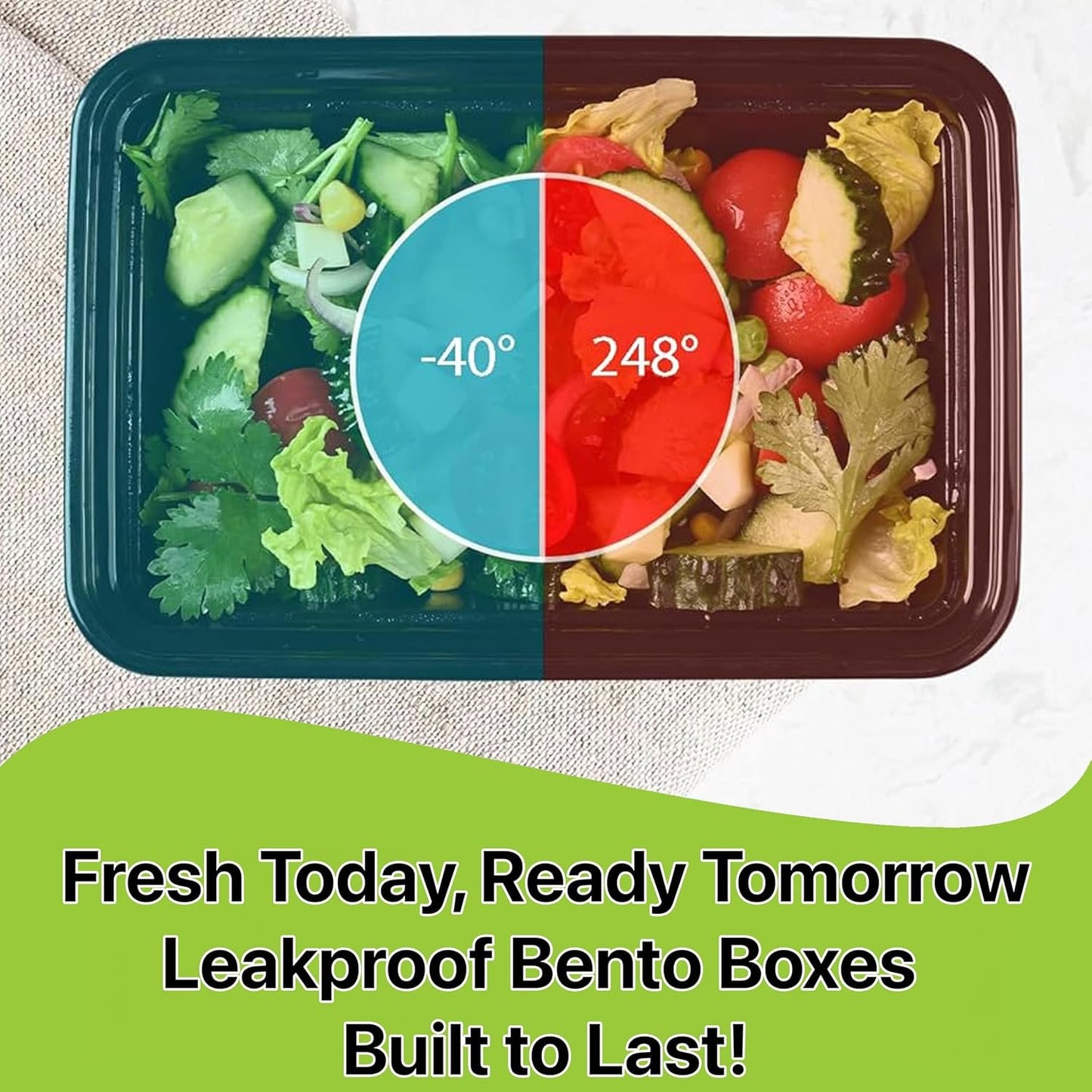 Pokanic Meal Prep Containers [10 Set] 24 oz with Lids, 1 compartment, Stackable, Reusable, Leakproof, Food Safe, Microwave, Freezer & Dishwasher Safe for Food Prep Storage Bento Box (10 Set, 24 oz)