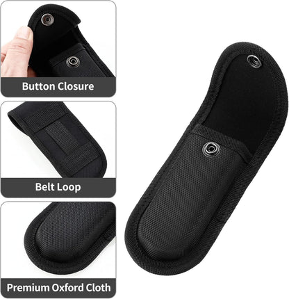 Nylon Pocket Knife Sheath, 5''-5.5'' Multitool Pouch, Folding Knife Belt Sheath with Snap Closure and Horizontal or Vertical Carry Belt Loop, Multitool Case for Outdoor or Daily Use, Larger Size