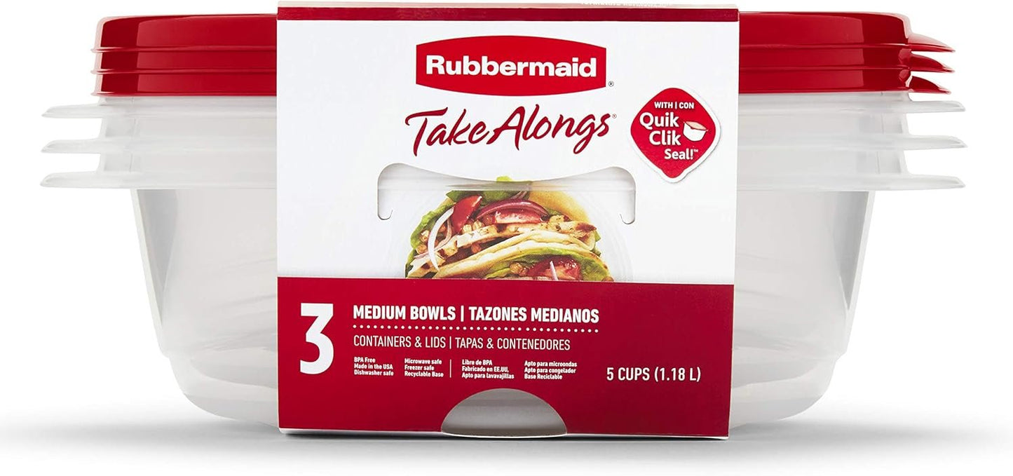 Rubbermaid TakeAlongs Food Storage Container, 5 Cup, Red