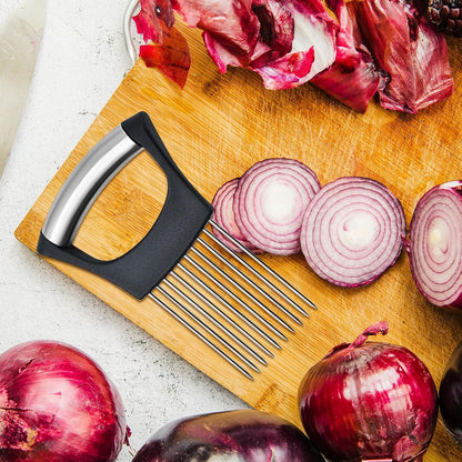 TIVUNORON 2 Pcs Onion Holder for Slicing, Onion Fork Steel for Vegetables, Vegetable Cutting Auxiliary Tool for Tomato Potato Lemon Oranges Kitchen Gadgets