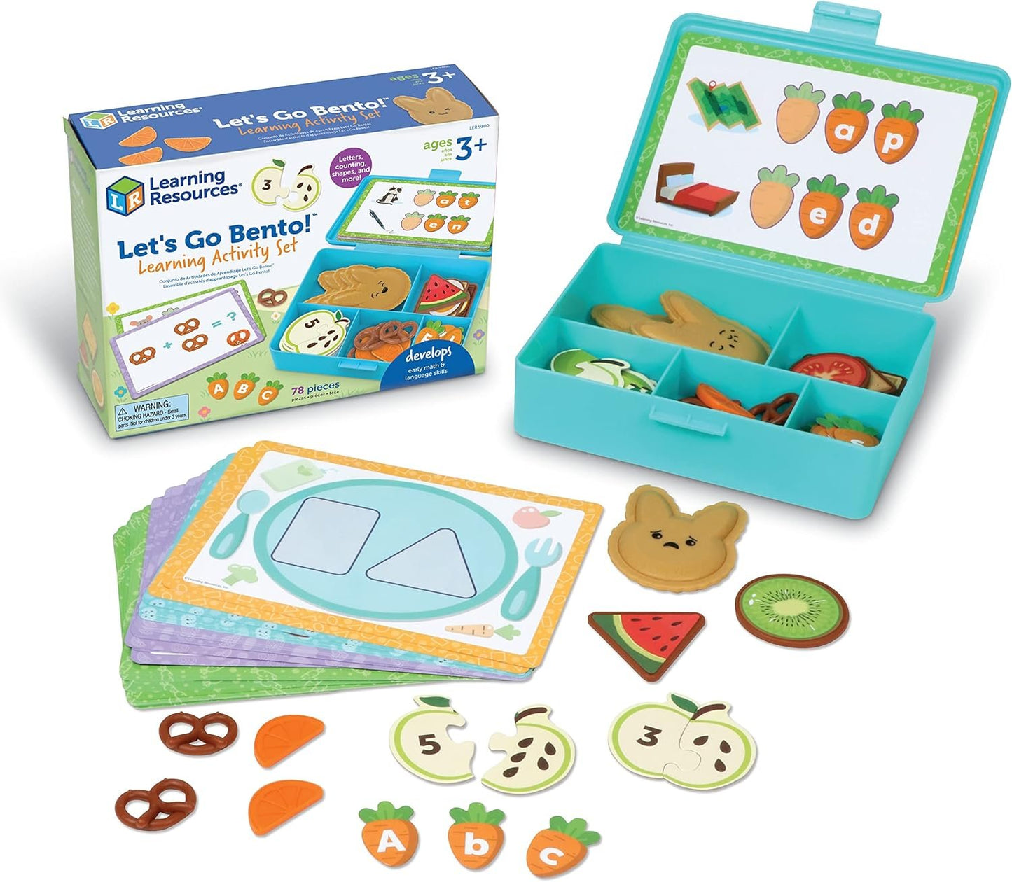 Learning Resources Let's Go Bento! Learning Activity Set, 78 Pieces, Ages 3+, Preschool Learning Activities, Toddler Toys, Learning & Education Toys, Feelings and emotios, fine Motor Skills