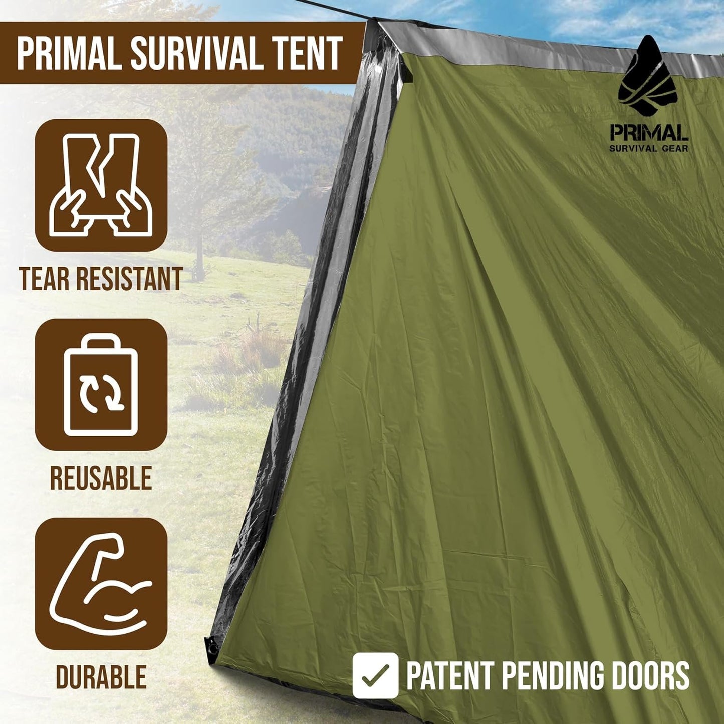 Survival Gear Shelter for Bug Out Bag - Storm Shelter Survival Tent with Doors - Tornado Shelter - Small Bivy Tent Emergency Shelter for Camping - Tactical Tent for Emergency Bugout Survival Kit