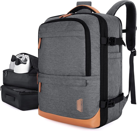 BAGSMART Compression Travel Backpack, 40L Expandable Airline Approved Carry On Backpack with Packing Cubes