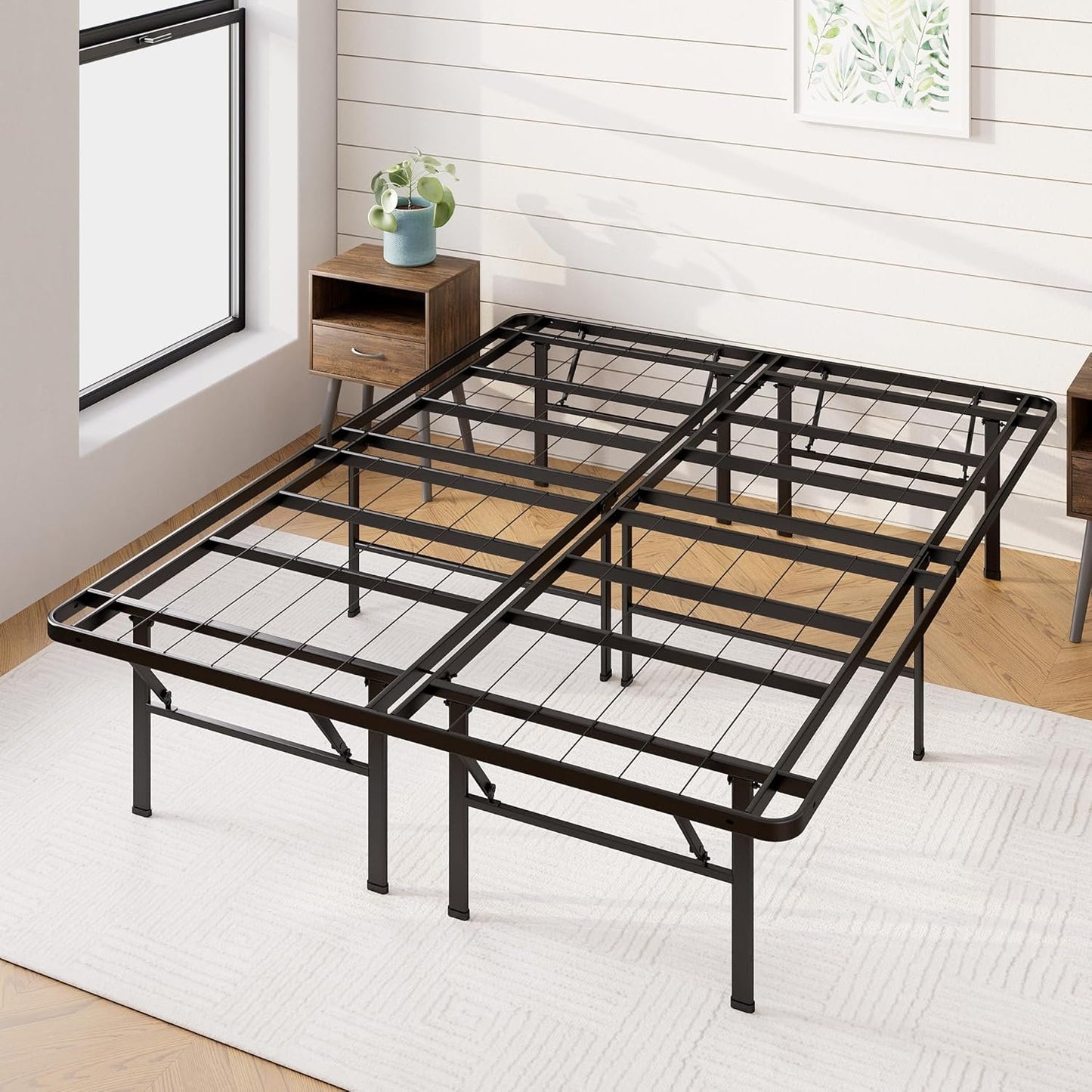 Zinus Full Bed Frame - SmartBase 14 Inch Deluxe Metal Bed Frame with Steel Slat Support - No Box Spring Needed, Tool-Free Assembly, Heavy Duty Platform Bed Frame with Underbed Storage Space, Full Size