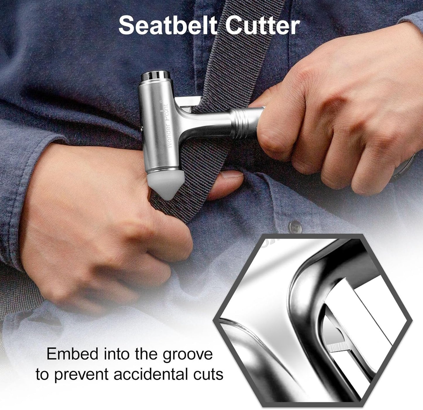 Car Safety Hammer - Emergecy Car Escape Tool, Metal Window Hammer, Glass Breaker with Seat Belt Cutter, Hard Aluminium Alloy Head Design