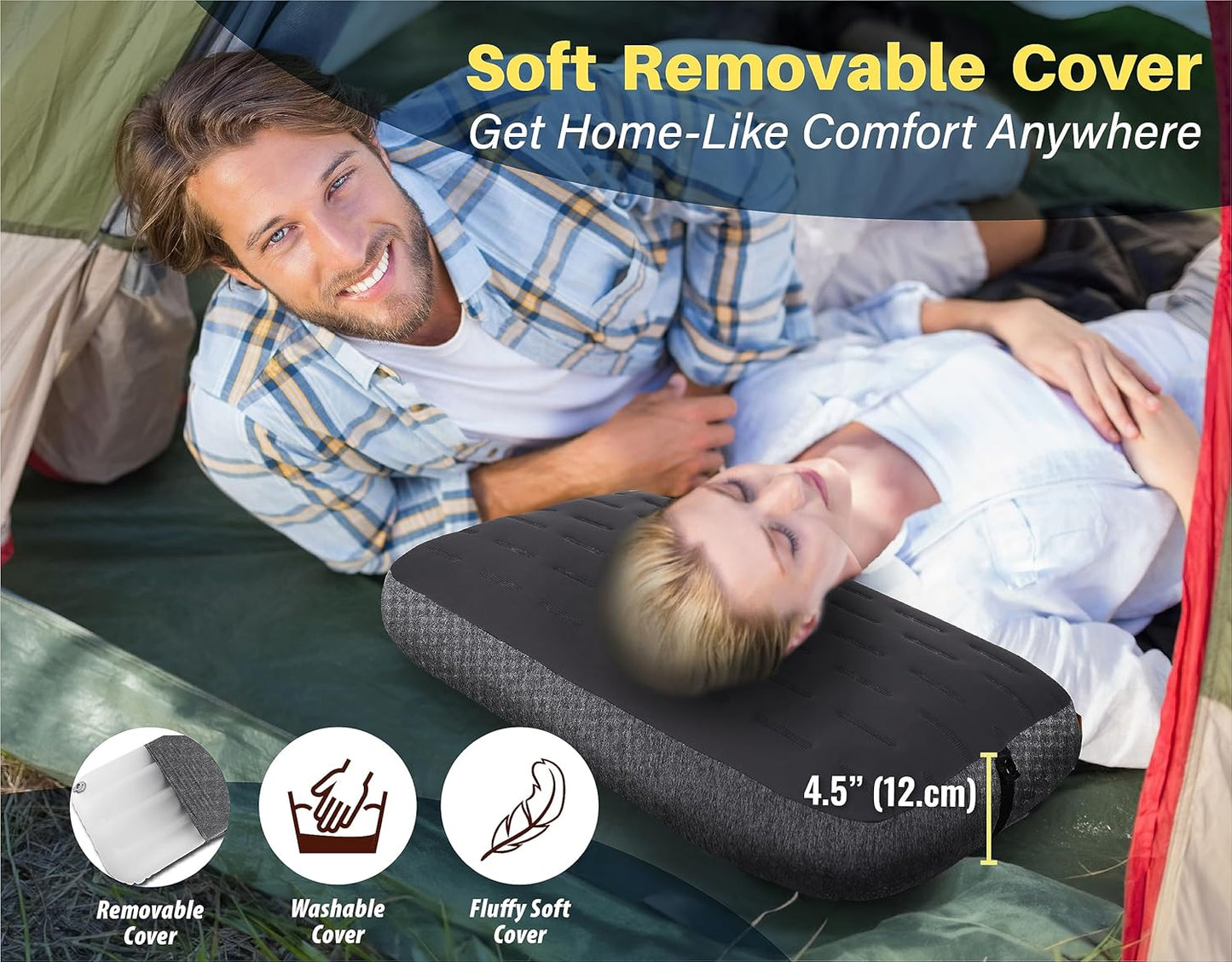 TREKOLOGY Large Inflatable Camping Pillow – Home-Sized Comfort for Outdoor Adventures | Portable, Easy-to-Inflate, Ideal for Camping, Backpacking, and Travel | Aluft Ultra