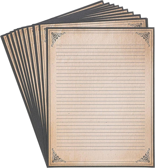96-Sheets of Letter-Size Vintage-Style Lined Stationery Writing Paper with Antiqued Border and Aged Old Design for Typing, Writing Letters Poems, Notes, and Invitations (8.5x11 in)