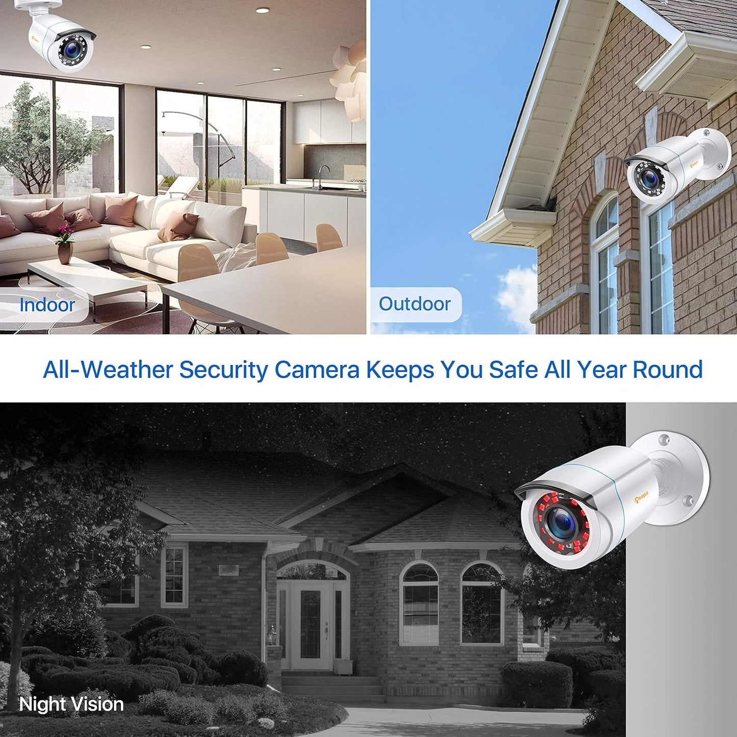 Anlapus 1080P Surveillance Kit DVR 8CH H.265+ Video Recorder with 4pcs Outdoor Camera, Without HDD, Night Vision, E-mail Alarm, P2P
