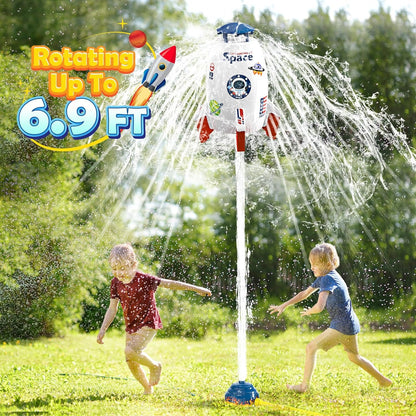 Skirfy Sprinkler Rocket Launcher Outdoor Water Toys for Kids, Rocket Design Water Powered Liftoff 9-16ft & Spin，Summer Garden Water Play Toys & Birthday Gift for Girls Boys Age 3-12 Year Old (White)