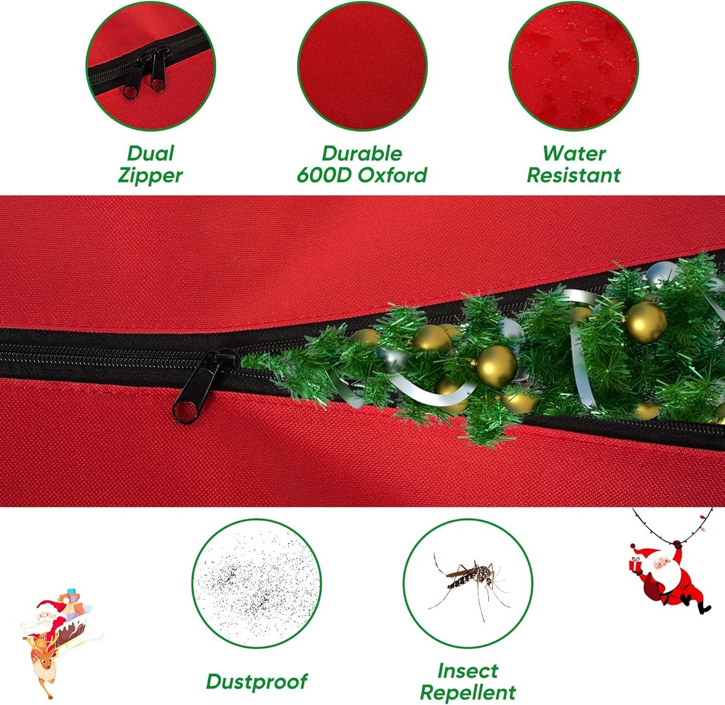 UponPak Christmas Tree Storage Bag | Fits Up to 7.5 ft. Tall Disassembled Tree | Prime Xmas Tree Storage Container | Red