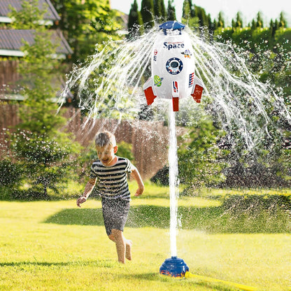 Skirfy Sprinkler Rocket Launcher Outdoor Water Toys for Kids, Rocket Design Water Powered Liftoff 9-16ft & Spin，Summer Garden Water Play Toys & Birthday Gift for Girls Boys Age 3-12 Year Old (White)