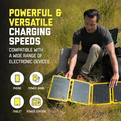 SunJack 40W Folding Portable Solar Panel Charger with Kickstands, IP67 Waterproof ETFE and DC/USB-A QC3.0 / USB-C PD30 for Cell Phone, Laptop, Power Station, Backpacking, Camping, Hiking, Emergency