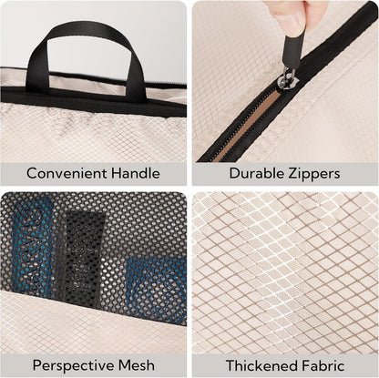 GRANNY SAYS Compression Suitcase Organizer, 6 Pieces Space-Saving Travel Organizer for Suitcases with Zipper, Packing Cubes Compression, Suitcase Organizer Set, Suitcase Organizers, Beige