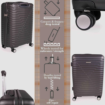 london Fog ABS Hard Case - 8 Wheel Spinner Travel Luggage | Telescopic Drag Handle | TSA Security Locks LFL005, dark grey, Cavendish