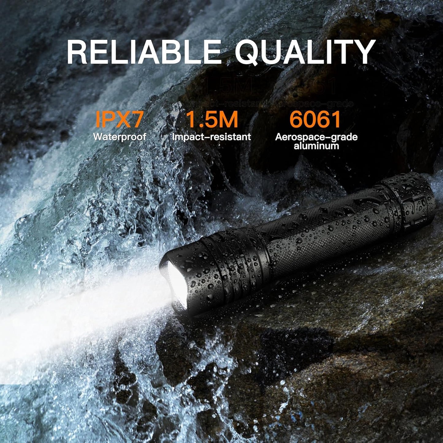 KunHe Rechargeable Flashlight High Lumens Duty Flashlight with Belt Holster Bright LED Tactical Flash Light with 4 Modes Long Lasting IPX7 Water Resistant for Security Police