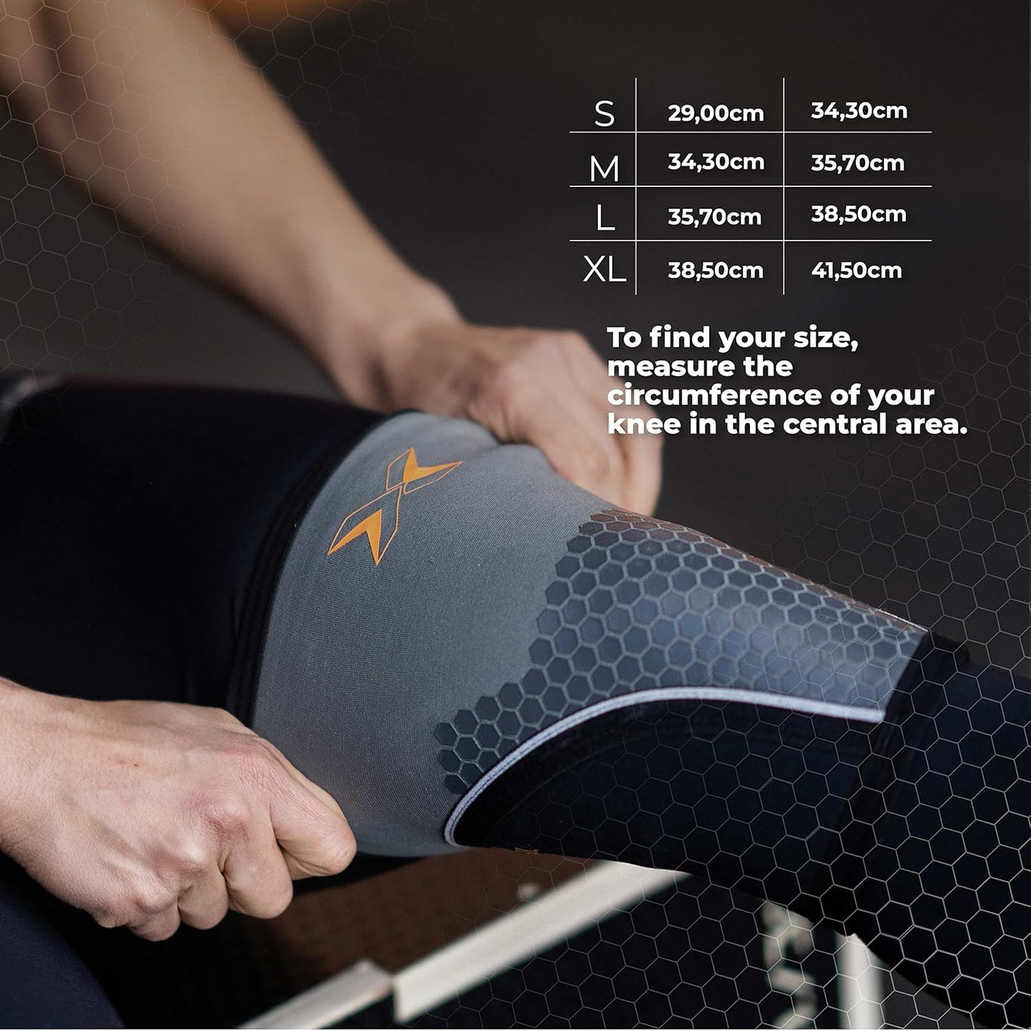PICSIL Hex-Tech Knee Pads for Functional Training, Compression Sleeve for Powerlifting and Weightlifting, Extra Support for Heavy Deadlifts, Bending, Neoprene (S, 7mm Black)