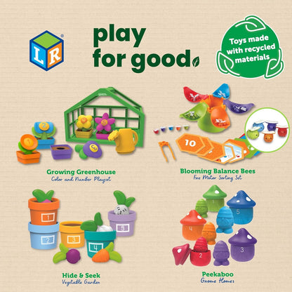 Learning Resources Growing Greenhouse Color and Number Eco Friendly Playset - Preschool Learning Toys, Fine Motor Skills Toys for Kids Flower Garden Toy Ages 18+ Months