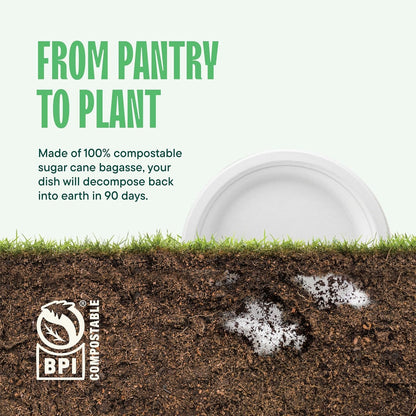 Paper Plates, Compostable Heavy Duty Disposable 10 Inch Dinner Plate - (125-Pack])- (PFAS-Free) - (BPI Certified)-Eco-Friendly, Biodegradable White Bagasse 10" Plates