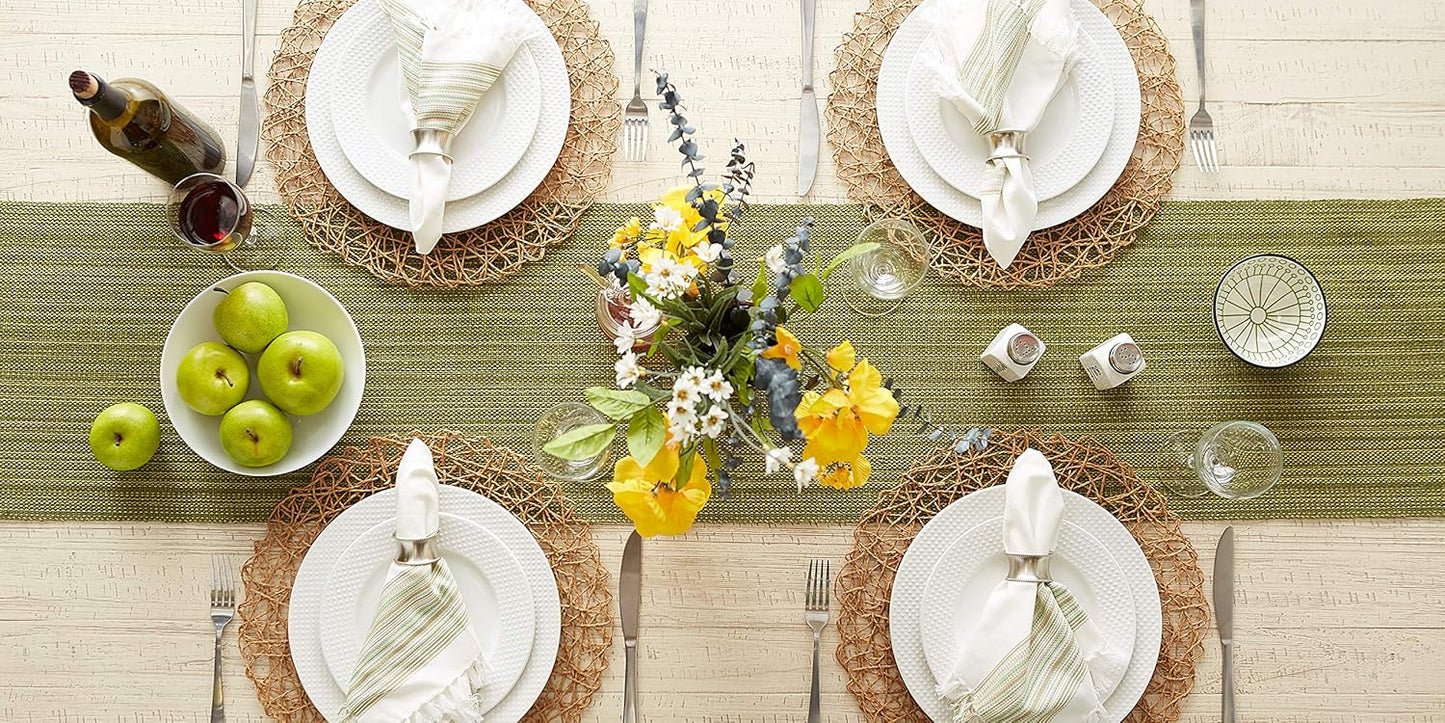 DII Variegated Tabletop Collection, Table Runner3x72, Olive Green