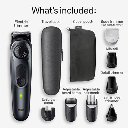 Braun All-in-One Style Kit Series 5 5471, 100% Waterproof 8-in-1 Beard & Body Trimmer for Manscaping, 80-minute Battery Cordless Runtime