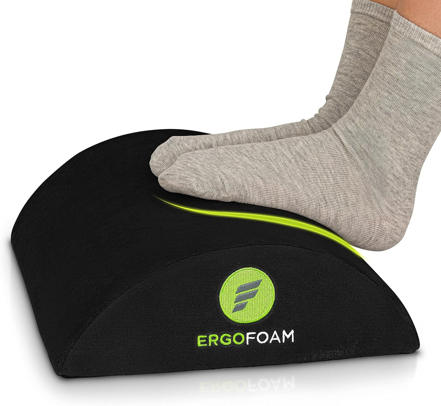 ErgoFoam Ergonomic Foot Rest Under Desk | Premium Velvet Soft Foam Footrest for Desk | Most Comfortable Desk Foot Rest in The World for Lumbar, Back, Knee Pain | Foot Stool Rocker (Black)