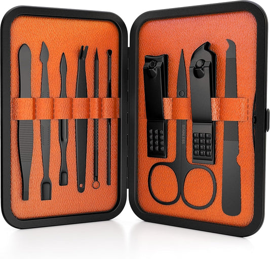Wild Willies Mens Grooming Kit - 10-Piece Multifunctional Pedicure & Manicure Kit for Women & Men - Personal Hygiene Kit includes Tweezers & Nail Clipper Set, Scissors, Scraping Tool, & More