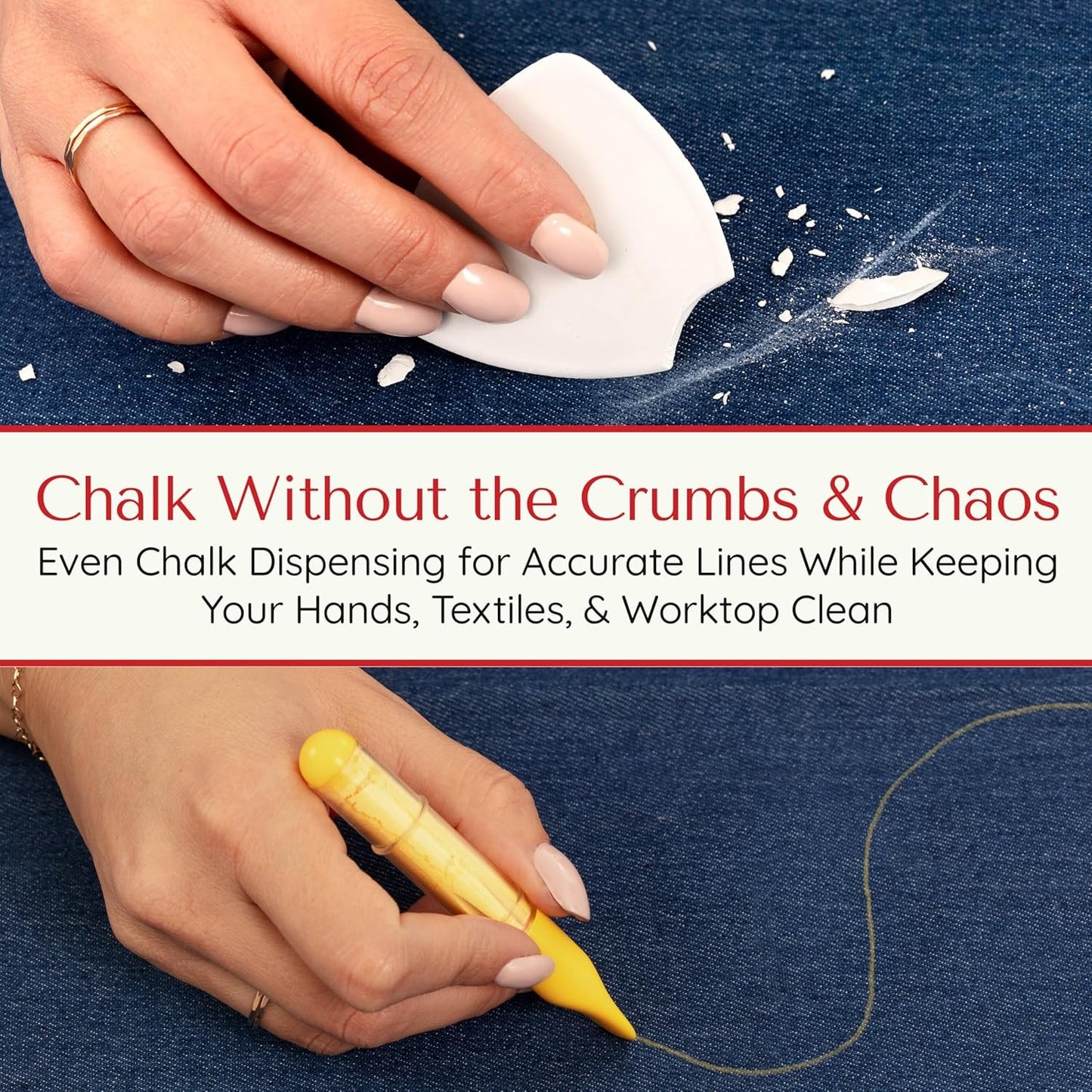 Fabric Markers for Sewing – Ergonomic Tailors Chalk Pen with Improved Dosing Wheel for Sharp Lines - Washable Sewing Chalk Marking Pens that are Compatible with Most Fabrics - Yellow 1 Pack