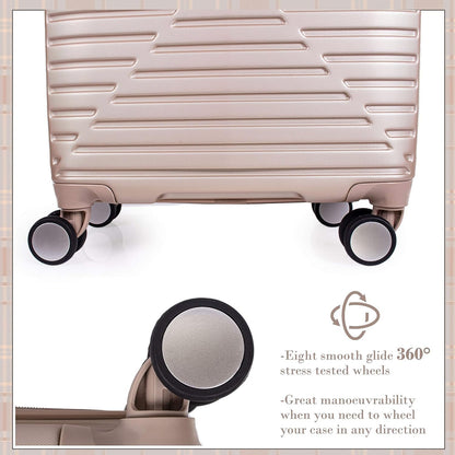 london Fog ABS Hard Case - 8 Wheel Spinner Travel Luggage | Telescopic Drag Handle | TSA Security Locks LFL005, champagne, Suitcase