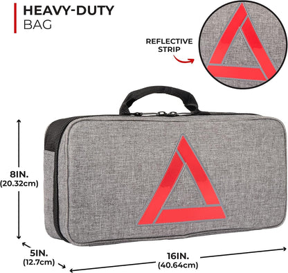 Thrive Roadside Emergency Car Kit - Automotive Safety Travel Tool Kit w/Vehicle Jumper Cables and Mini First Aid Kit - Truck, SUV & Car Essentials for Women and Men (Gray Bag)