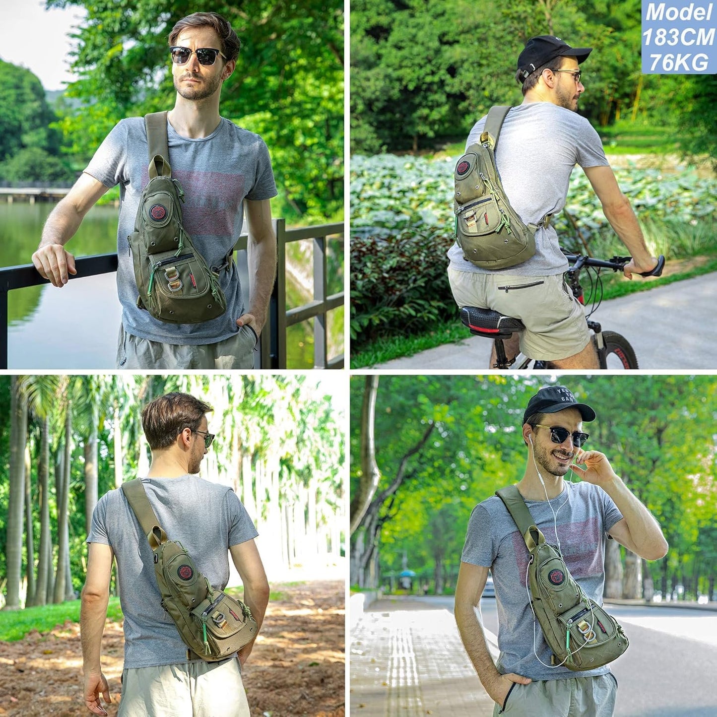NICGID Sling Backpacks, Sling Chest Bags Shoulder Pack Crossbody Bags for Men Women Outdoor Travel (Black)