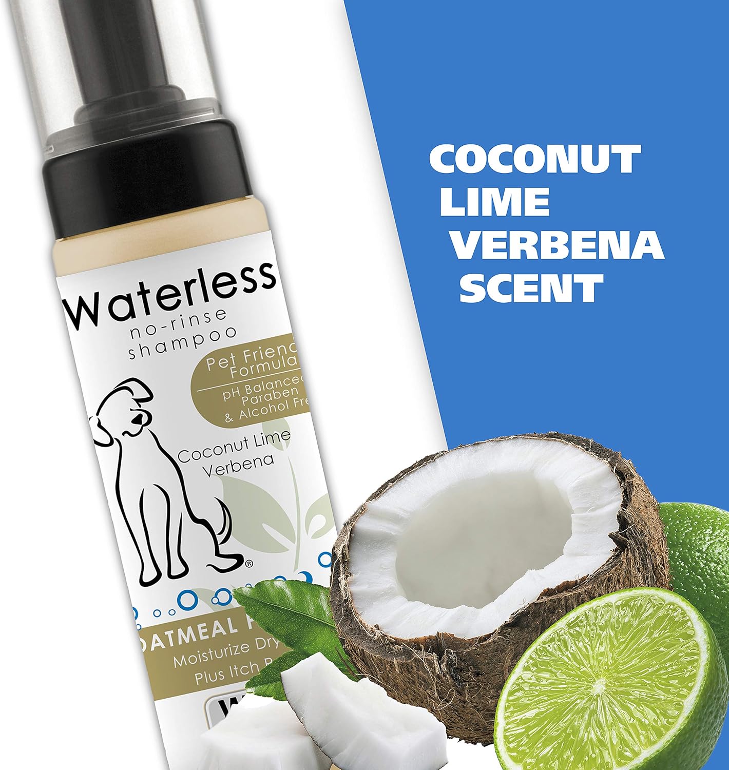 Wahl USA Pet Friendly Waterless No Rinse Shampoo for Animals – Oatmeal & Coconut Lime Verbena for Cleaning, Conditioning, Detangling & Moisturizing Dogs, & Cats – 7.1 Oz - Model 820015A