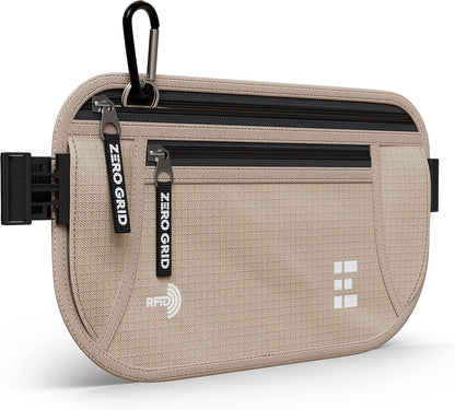 Money Belt for Secure Travel - Concealed Travel Pouch w/RFID Blocking - Secure Important Documents and Money - Durable, Water-Resistant Rip-Stop Nylon w/RFID Sleeves Set