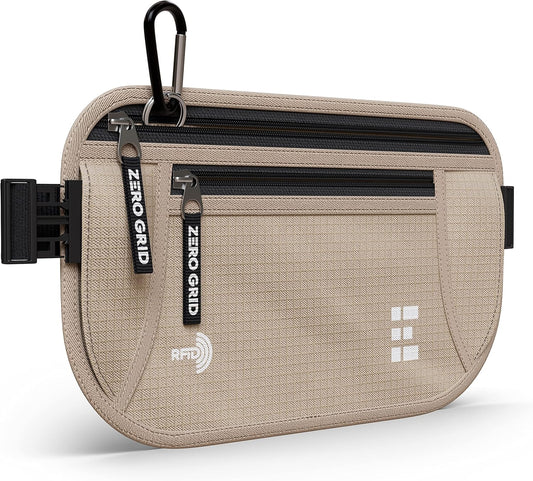 Money Belt for Secure Travel - Concealed Travel Pouch w/RFID Blocking - Secure Important Documents and Money - Durable, Water-Resistant Rip-Stop Nylon w/RFID Sleeves Set
