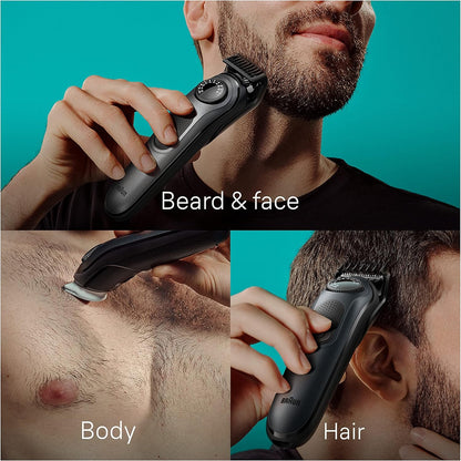 Braun All-in-One Style Kit Series 5 5471, 100% Waterproof 8-in-1 Beard & Body Trimmer for Manscaping, 80-minute Battery Cordless Runtime