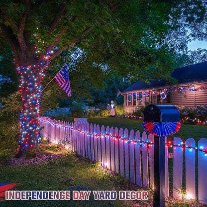 JMEXSUSS 250 LED Red White and Blue Lights for 4th of July Decorations - 91.5ft Connectable Patriotic Lights Outdoor Waterproof with 8 Modes for Home Yard Patio Party Decor