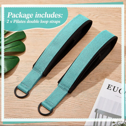 2 Pcs Pilates Straps Pilates Double Loop Straps Pilates Reformer Straps Pilates Accessories Yoga Exercise Straps Pilates Accessories Fitness D Ring Straps for Home Gym Workout