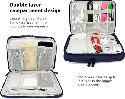 MyGadget Travel Cable Organizer – Universal Case for Electronic Accessories – Hard Disk Organizer | Memory | SD Cards Powerbank – Pink, blue, Modern