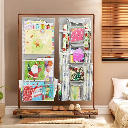 SimpleHouseware Double-Sided Hanging Gift Bag & Wrap Organizer