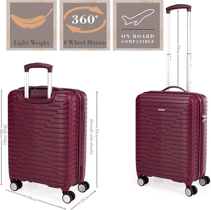 london Fog ABS Hard Case - 8 Wheel Spinner Travel Luggage | Telescopic Drag Handle | TSA Security Locks LFL005, Tuscan Red, Suitcase