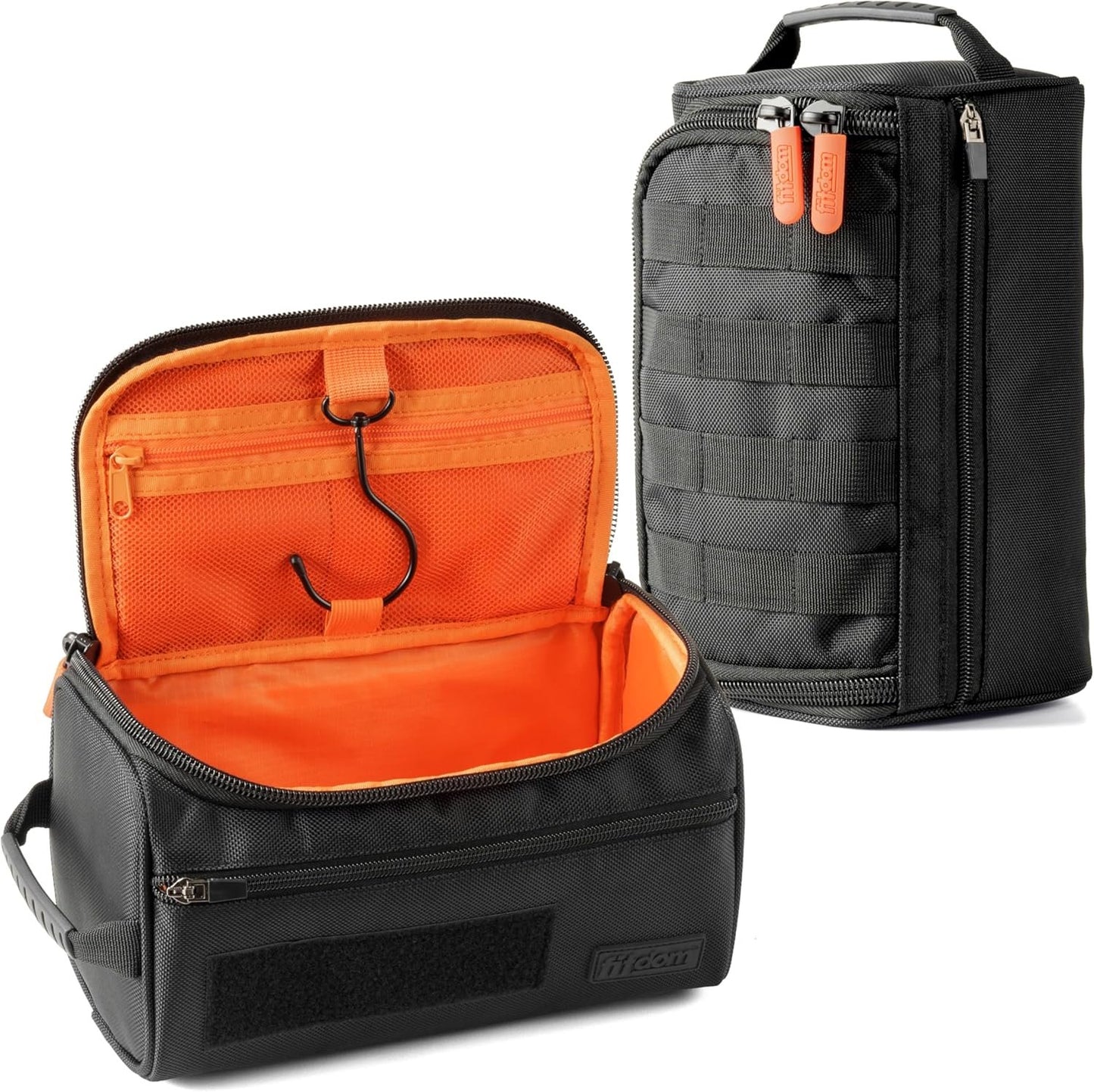 Fitdom Hanging Compact Toiletry Bag Tactical Dopp Kit Case For Men. Perfect For Travel & Storage. Fits Large & Small Cosmetic Makeup, Clipper, Toothbrush, Shower, Shaving & Grooming Care Organizer,